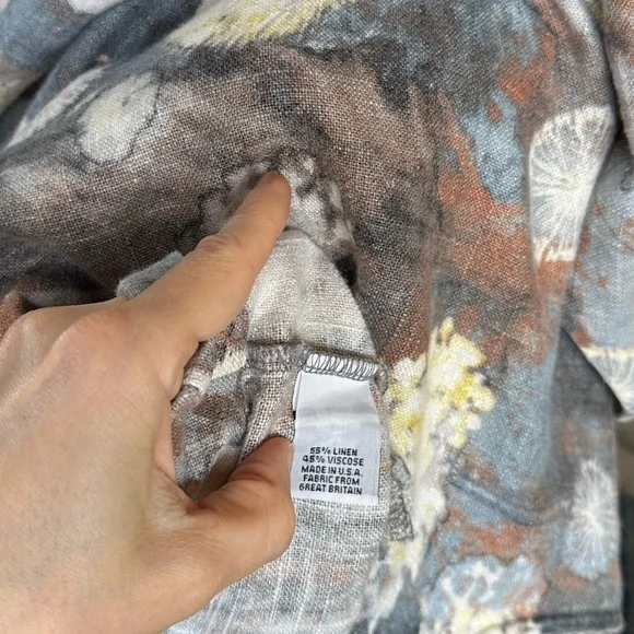 Brynn Walker Ansel Tunic Dress Burdock Blue Floral Linen Blend size S Lagenlook - Picture 9 of 16